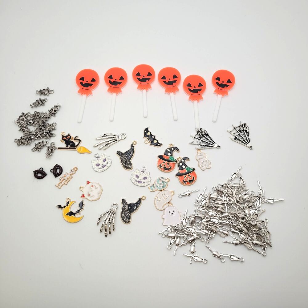 Halloween Craft Charm Lot Jack O Lantern Mouse Skull Mixed DIY Jewelry Spooky
